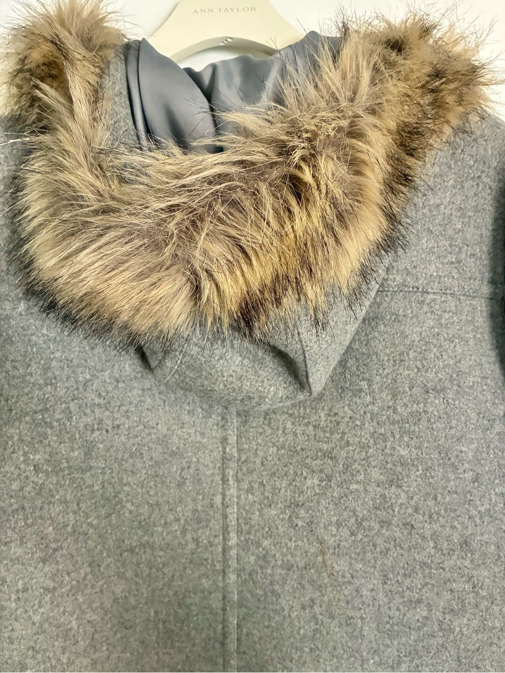 J. CREW Wool Stadium Coat Size 12 Grey Hooded - Picture 6 of 11